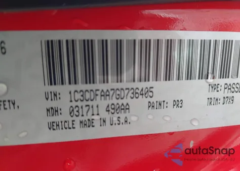 2016 Dodge Dart Se из США, поврежденный, VIN 1C3CDFAA7GD736405